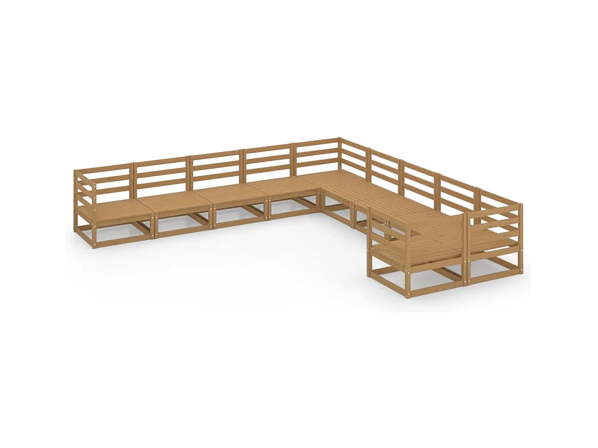 Salon de jardin 10 pcs bois de pin massif