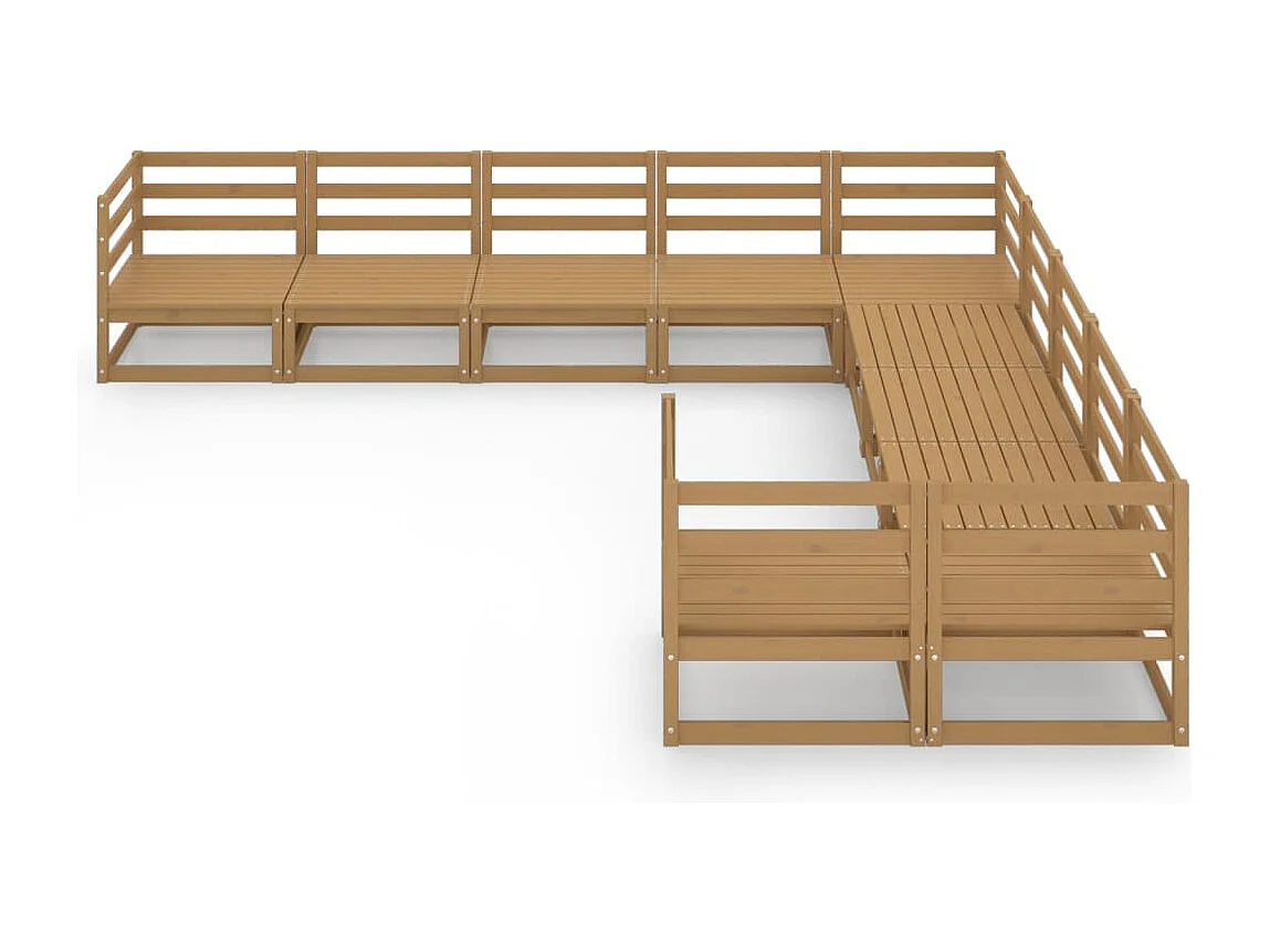 Salon de jardin 10 pcs bois de pin massif