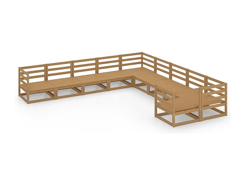 Salon de jardin 10 pcs bois de pin massif