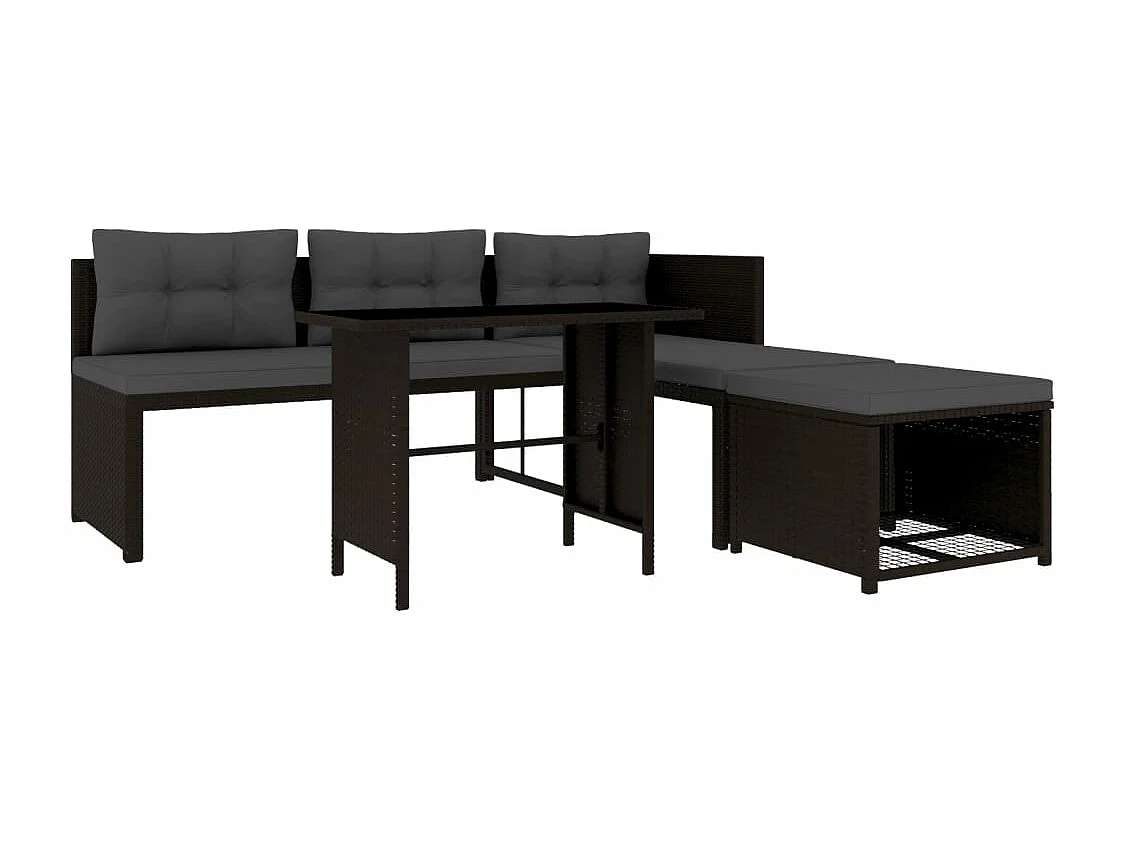 Salon de jardin 4 pcs Résine tressée Marron