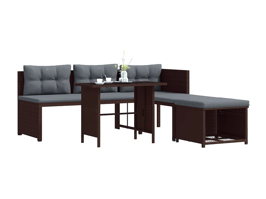 Salon de jardin 4 pcs Résine tressée Marron