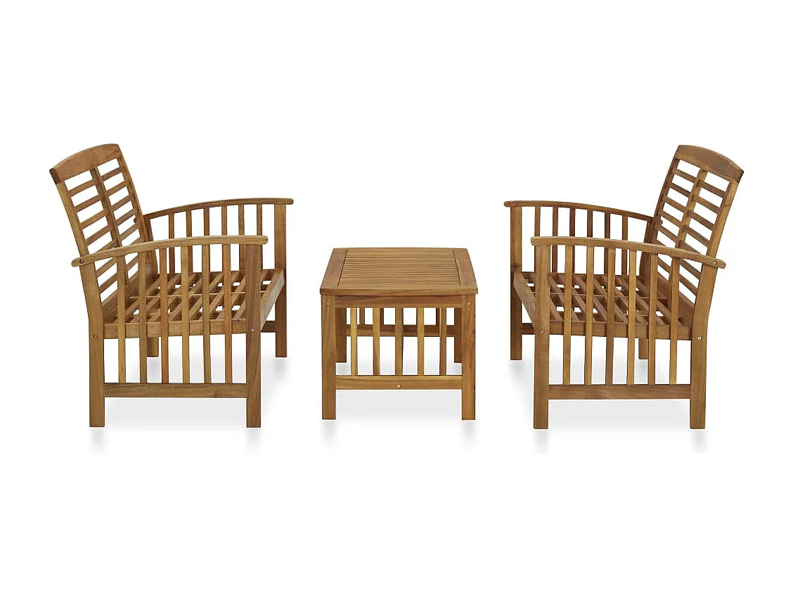 Salon de jardin 3 pcs Bois d'acacia solide