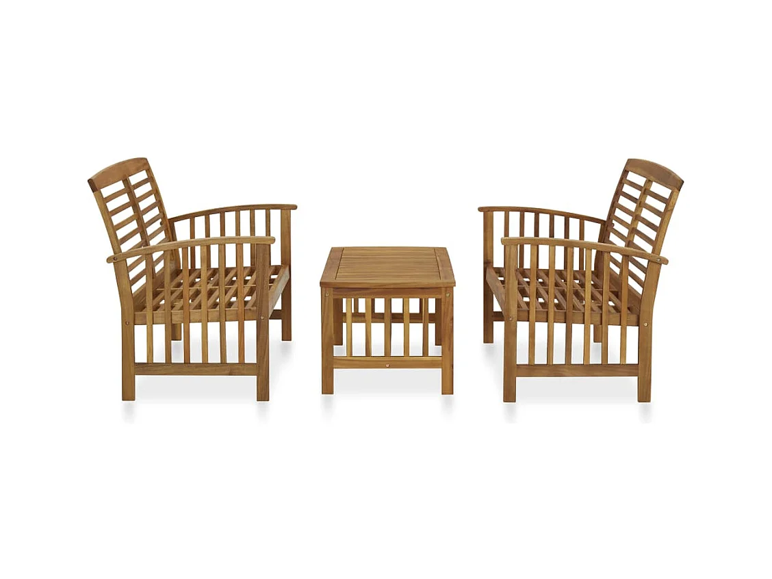 Salon de jardin 3 pcs Bois d'acacia solide