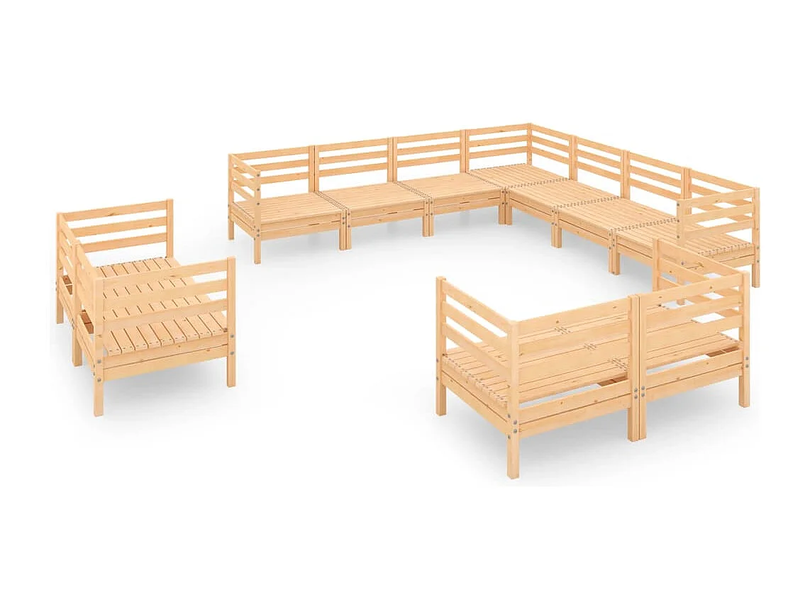 Mobili da giardino 11 pz. Legno di pino massiccio