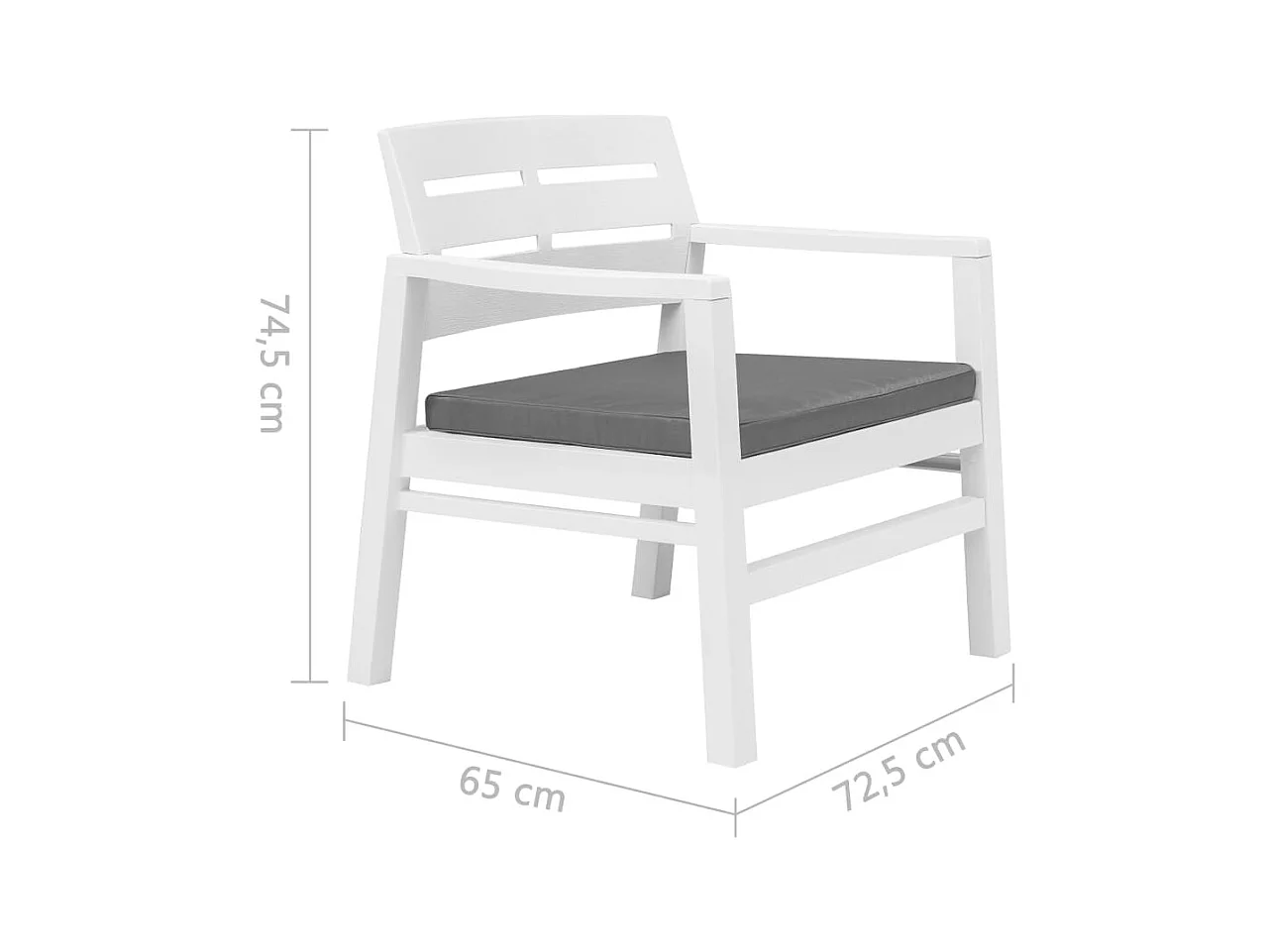 Salon de jardin 3 pcs plastique blanc