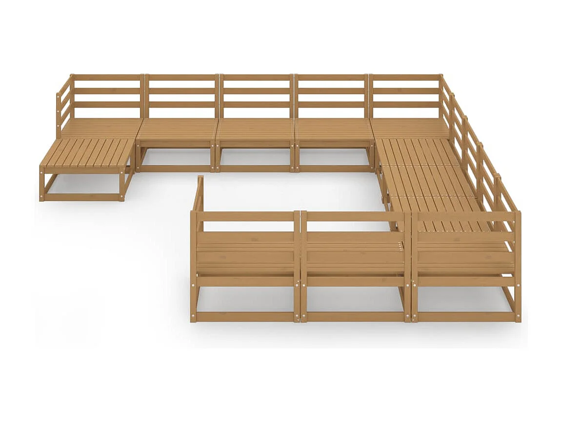 Salon de jardin 12 pcs bois de pin massif