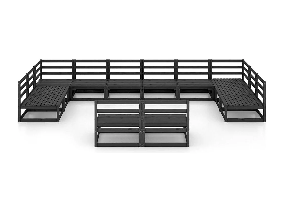 Salon de jardin 12 pcs bois de pin massif