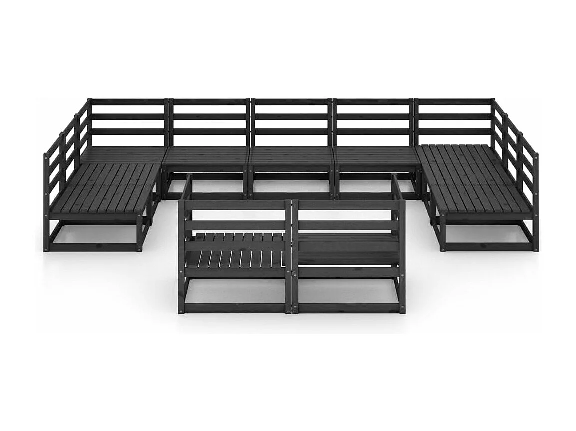 Salon de jardin 11 pcs bois de pin massif