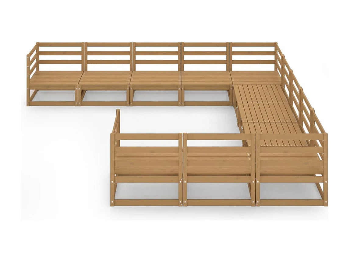 Salon de jardin 11 pcs bois de pin massif