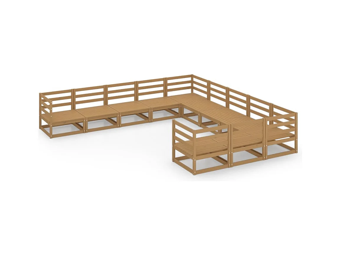 Salon de jardin 11 pcs bois de pin massif