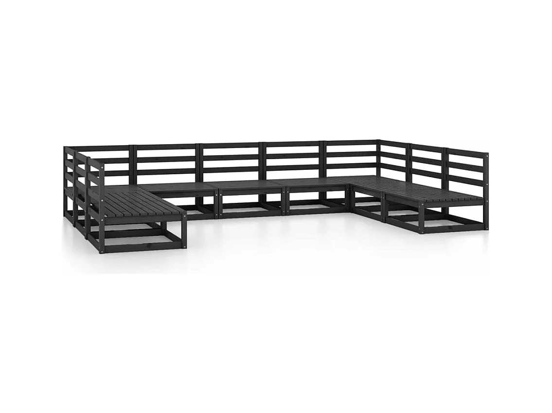 Salon de jardin 9 pcs bois de pin massif