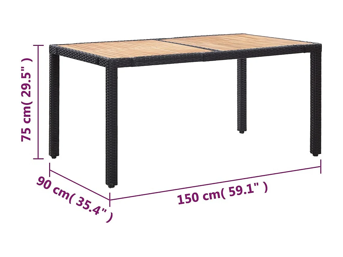 stuks tuinmeubelen met kussens Zwart geweven hars