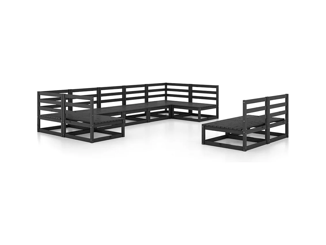 Salon de jardin 9 pcs bois de pin massif