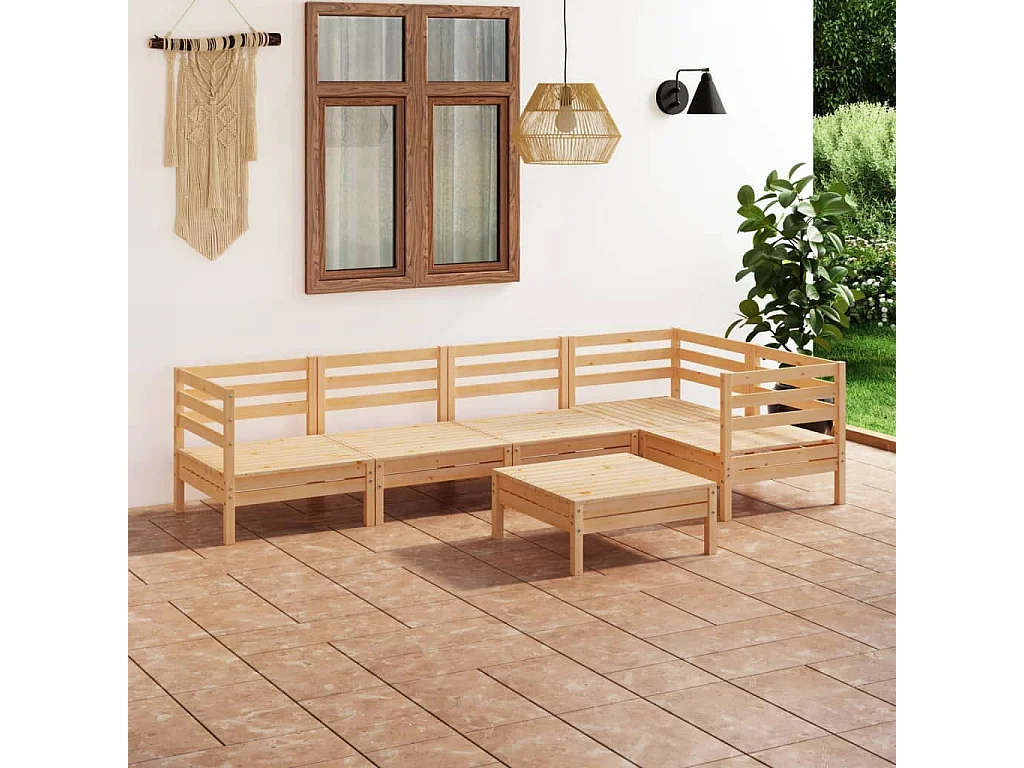 Salon de jardin 6 pcs Bois de pin massif