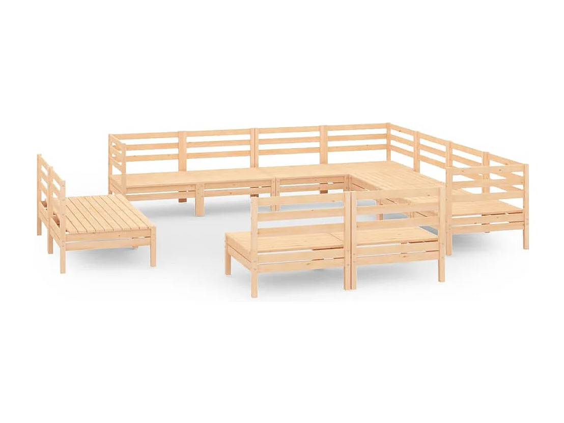 Salon de jardin 11 pcs Bois de pin massif