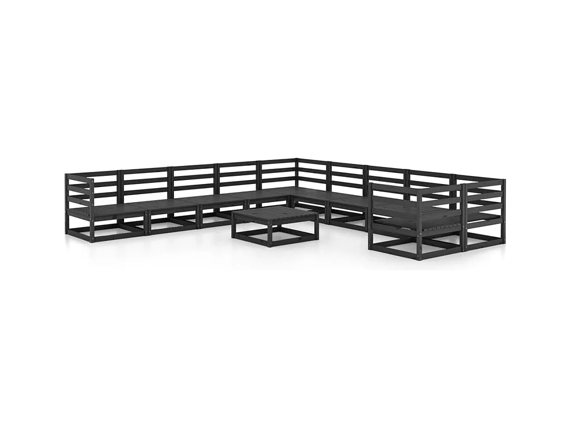 Salon de jardin 11 pcs bois de pin massif