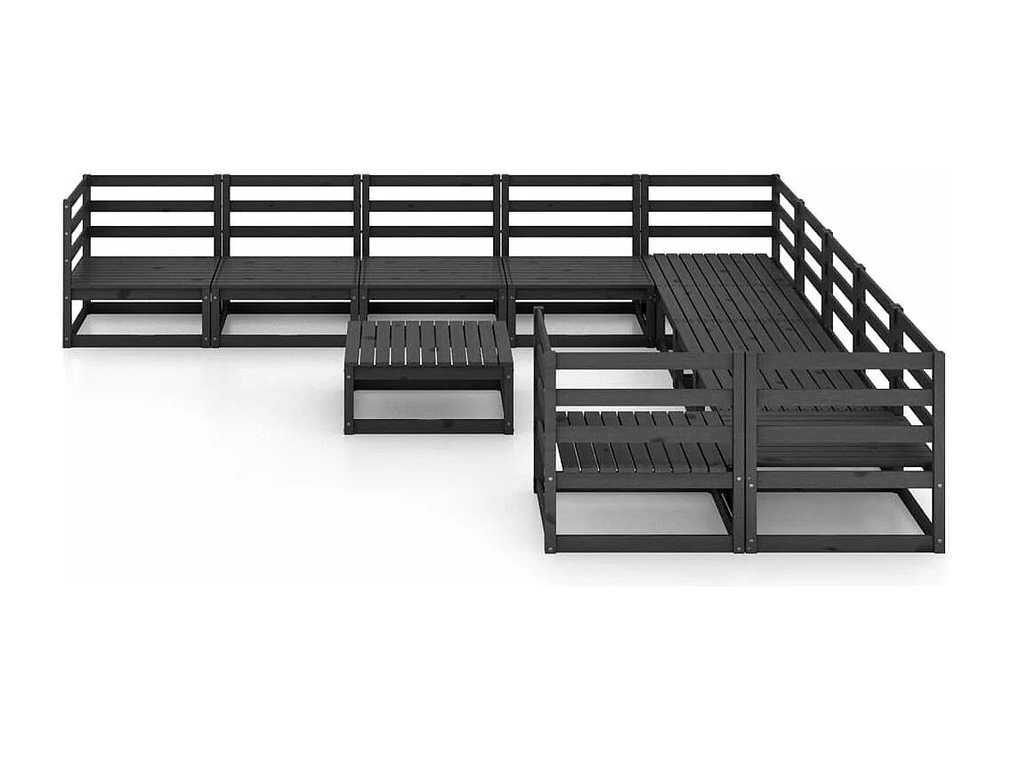 Salon de jardin 11 pcs bois de pin massif