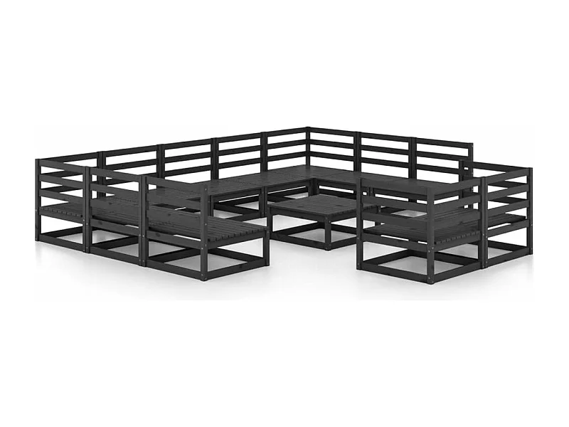 Muebles de jardín 12 piezas de madera maciza de pino.