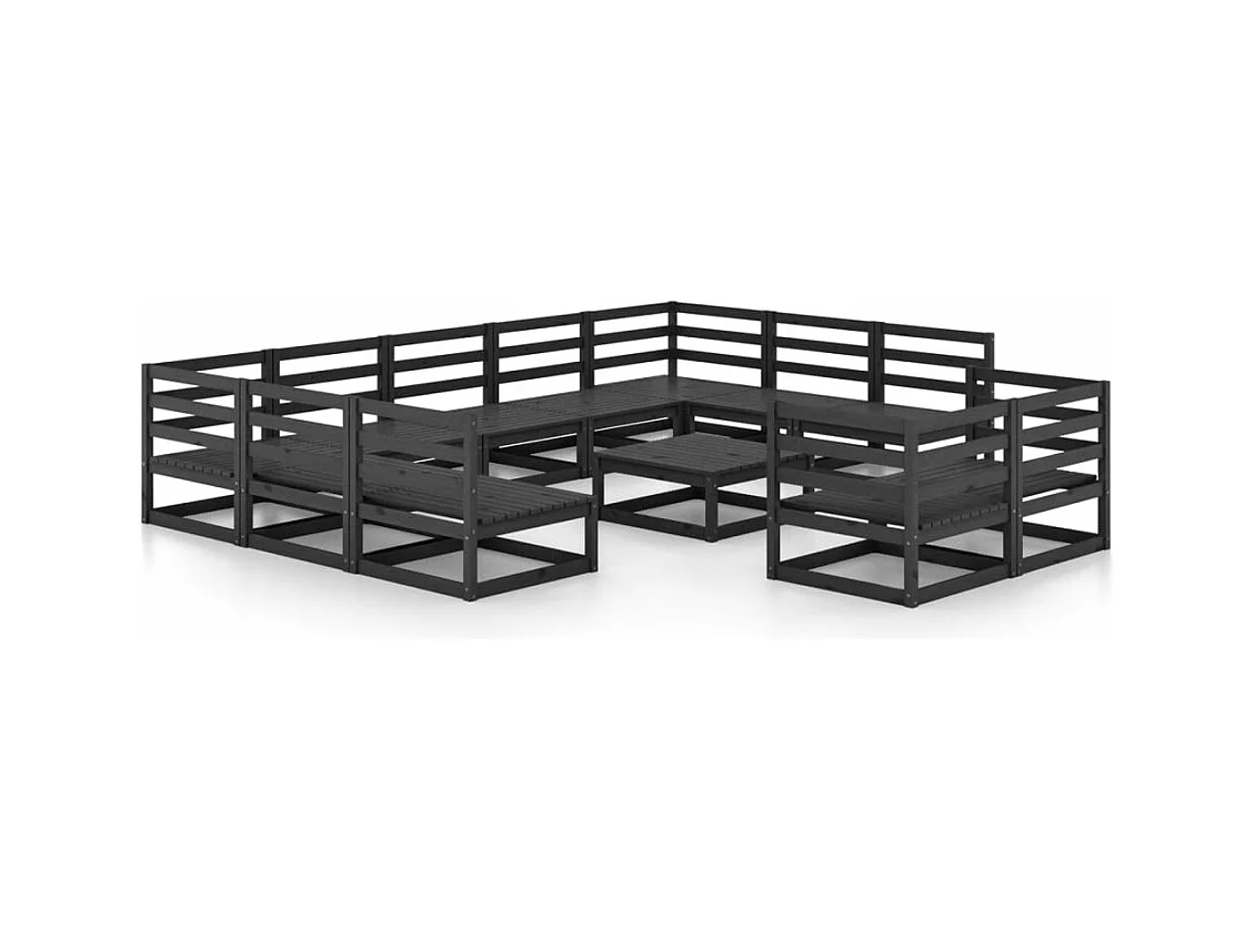 Muebles de jardín 12 piezas de madera maciza de pino.