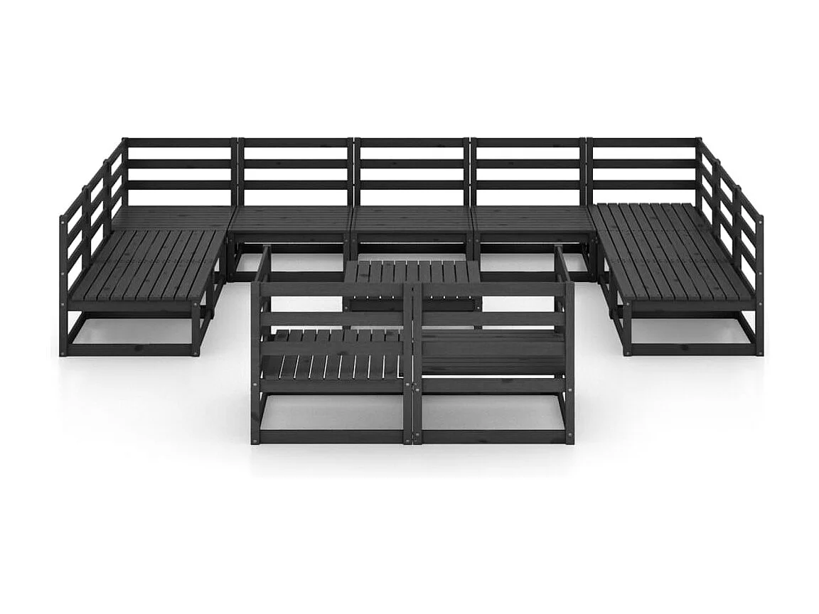 Salon de jardin 12 pcs bois de pin massif