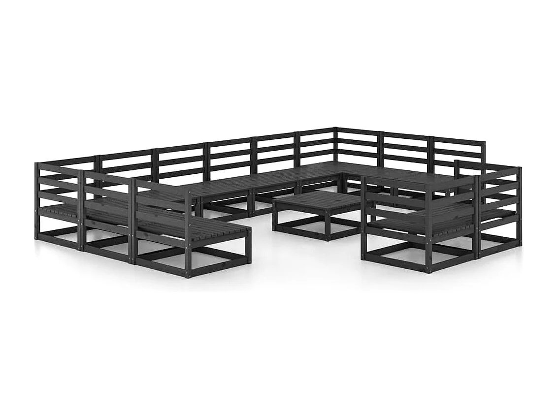 Salon de jardin 13 pcs bois de pin massif