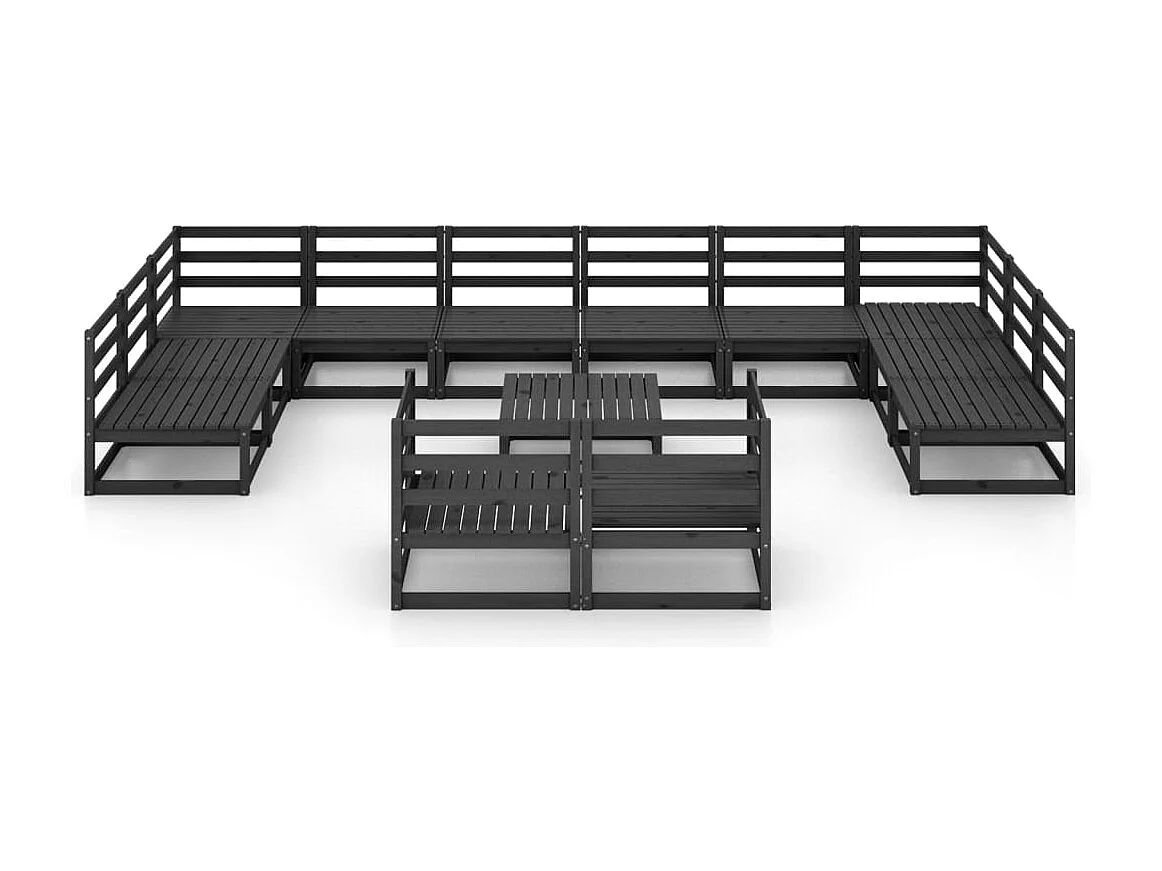 Salon de jardin 13 pcs bois de pin massif