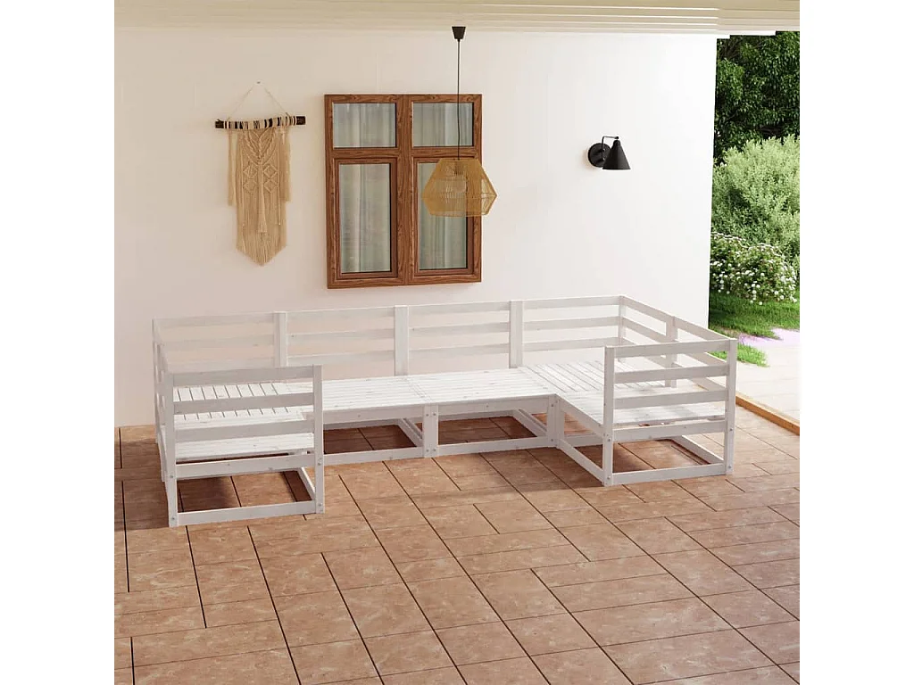 Salon de jardin 6 pcs bois de pin massif