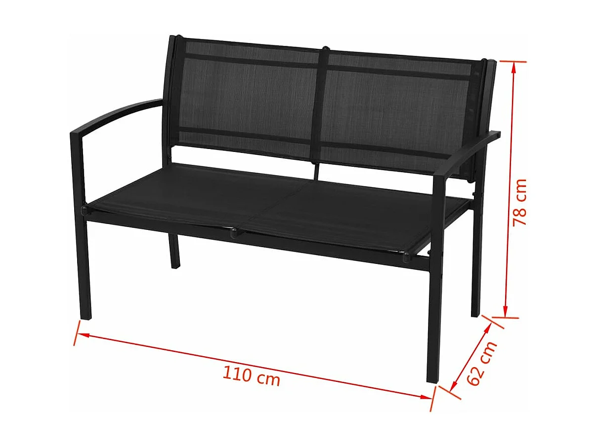 Mobili da giardino 4 pezzi Textilene nero