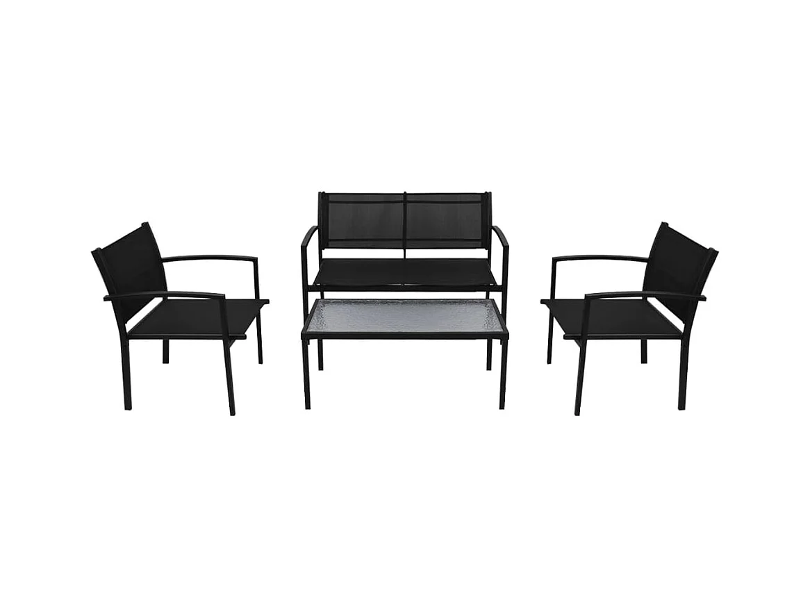 Salon de jardin 4 pcs Textilène Noir