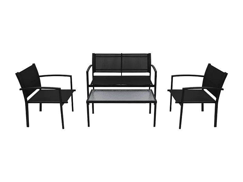 Muebles de jardín 4 piezas Textilene negro
