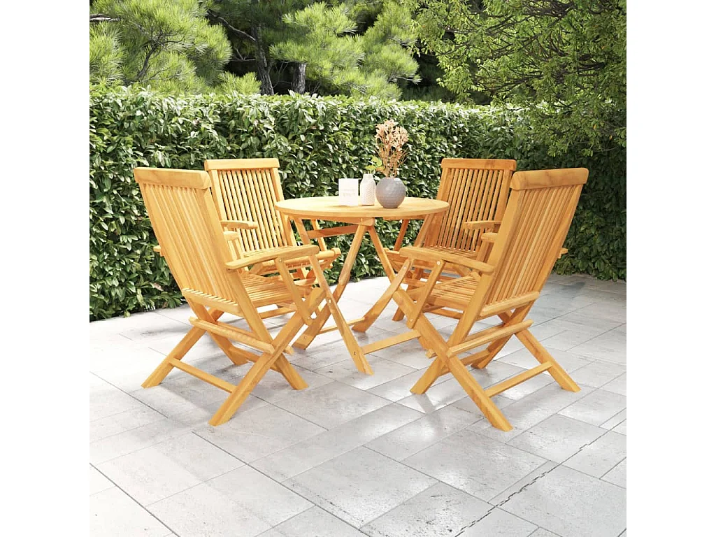 Salon de jardin 5 pcs Bois de teck massif
