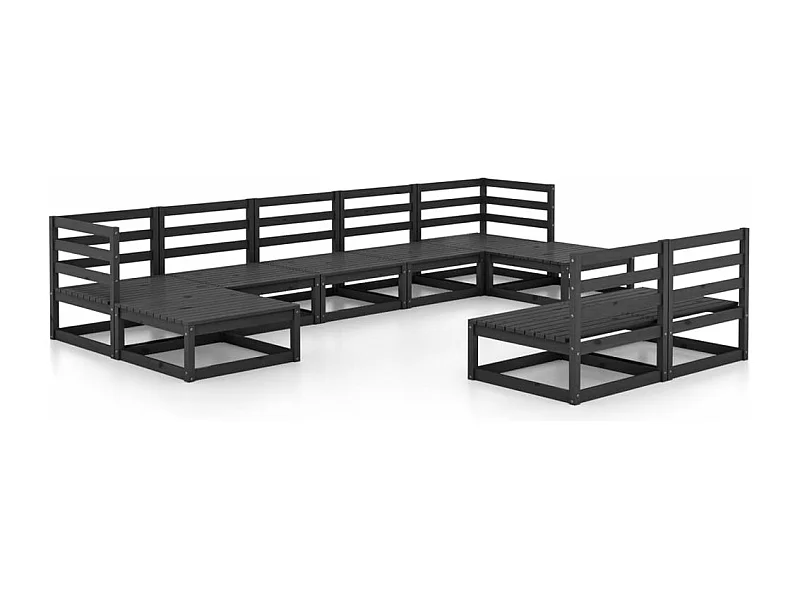 Muebles de jardín 9 piezas de madera maciza de pino.