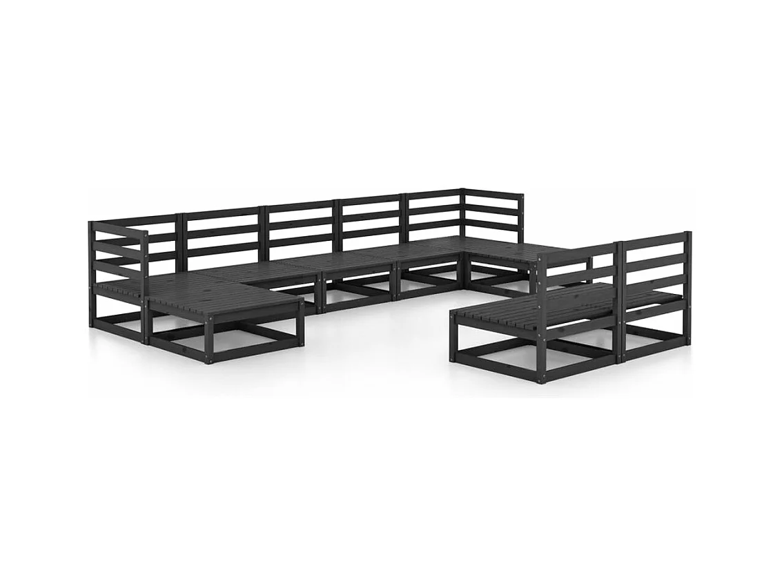 Salon de jardin 9 pcs bois de pin massif