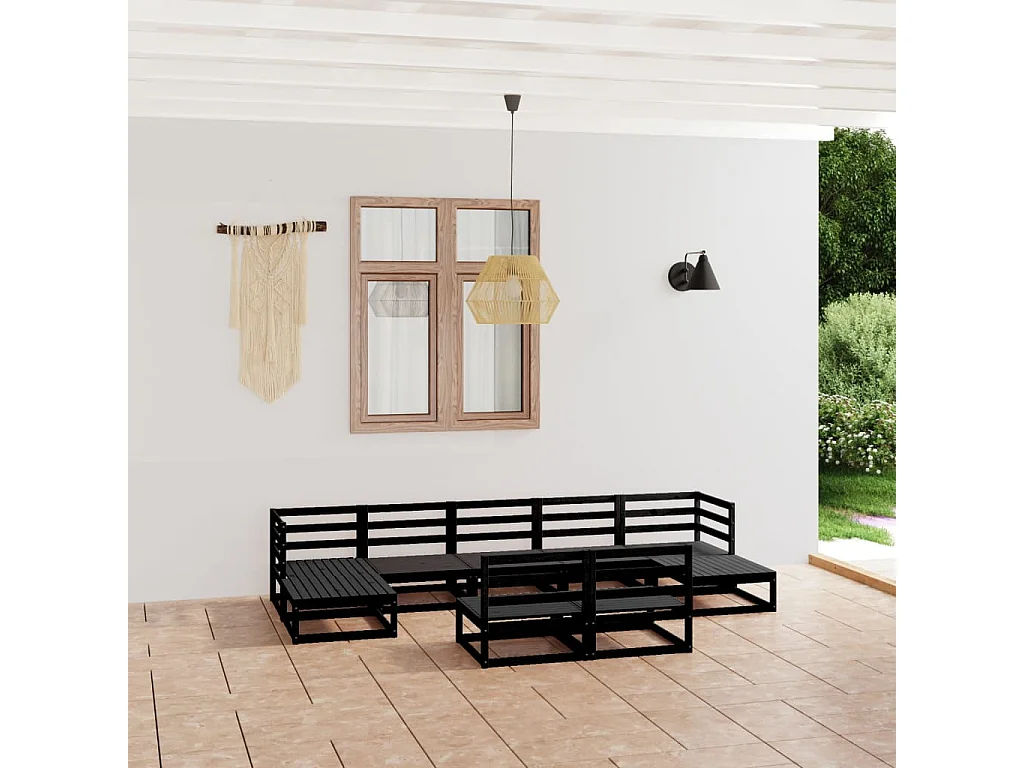 Móveis de jardim 9 peças em madeira maciça de pinho