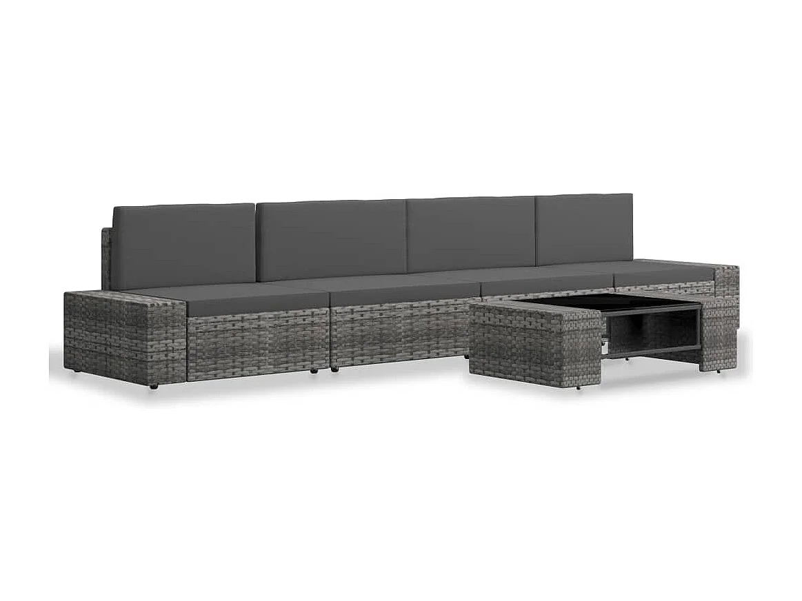 Mobili da Giardino 5 pz. Resina intrecciata Grigio