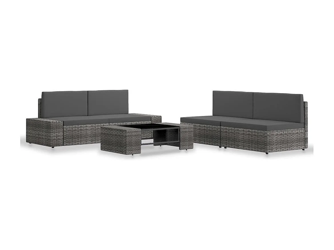 Salon de jardin 5 pcs Résine tressée Gris
