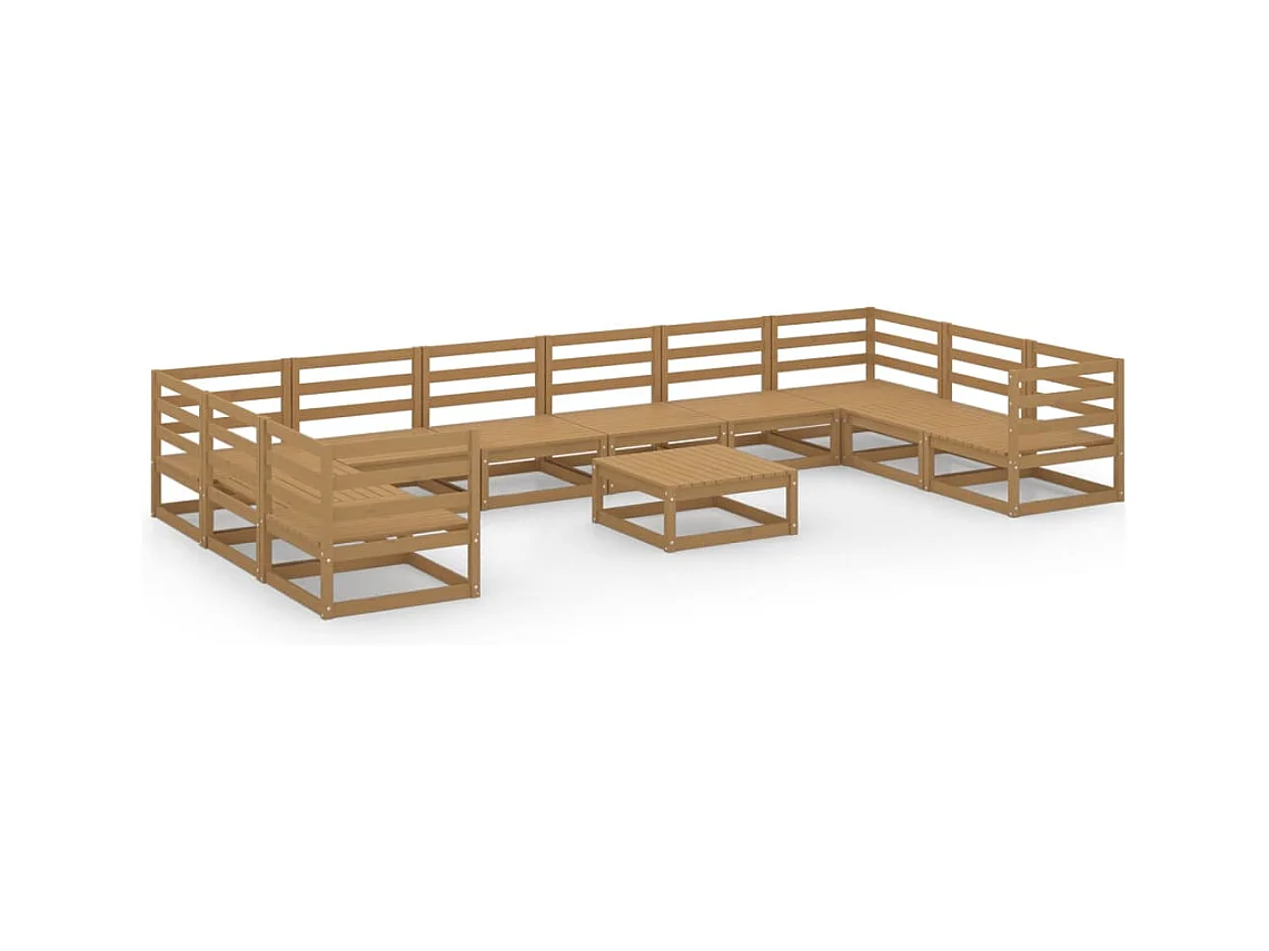 Salon de jardin 11 pcs bois de pin massif