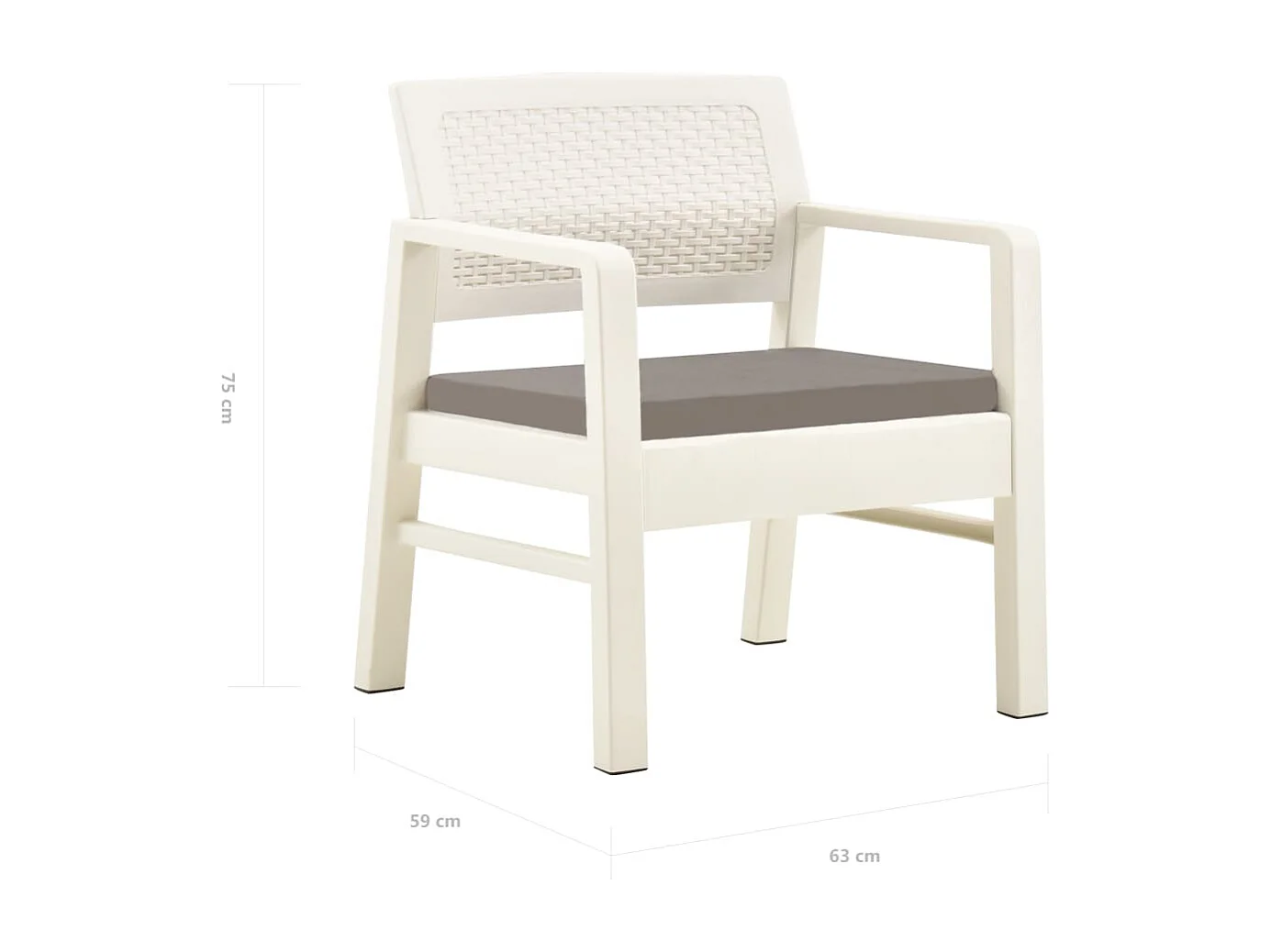 Salon de jardin 3 pcs Plastique Blanc