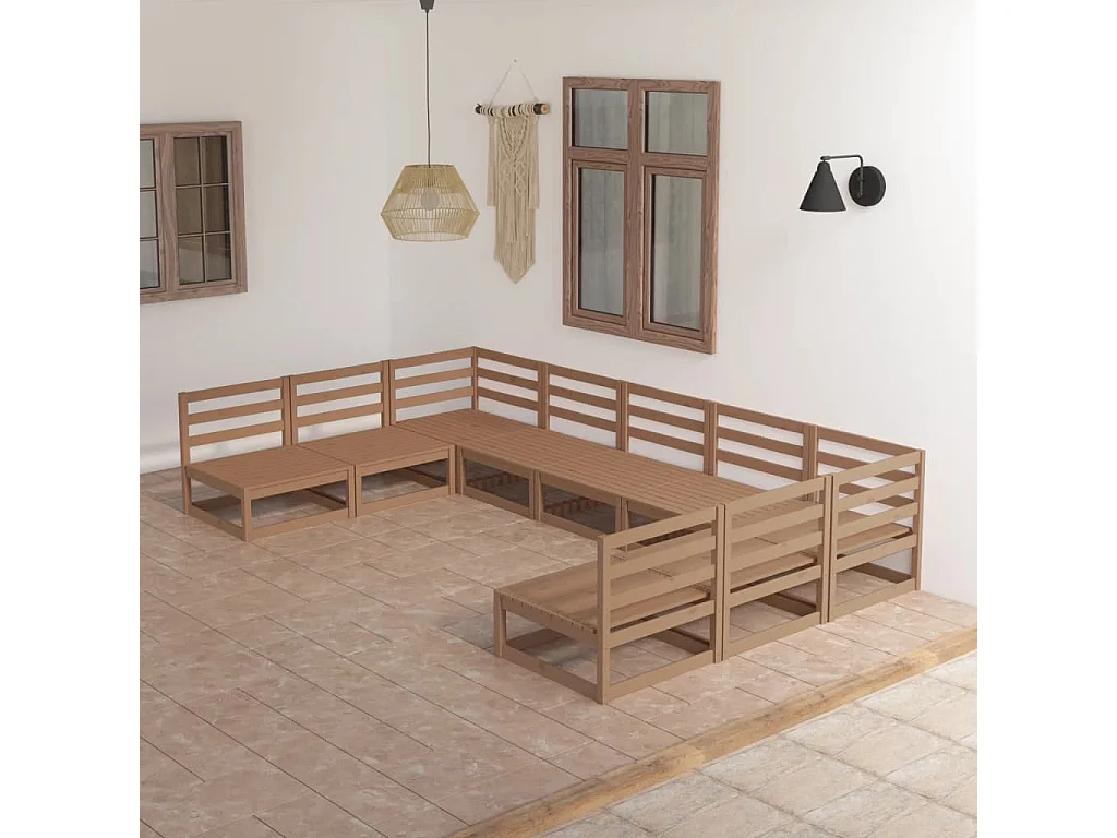 Gartenmöbel 9-teilig aus massivem Kiefernholz