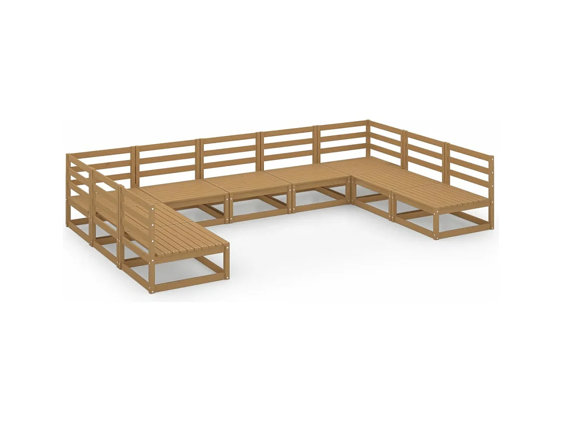 Salon de jardin 9 pcs bois de pin massif