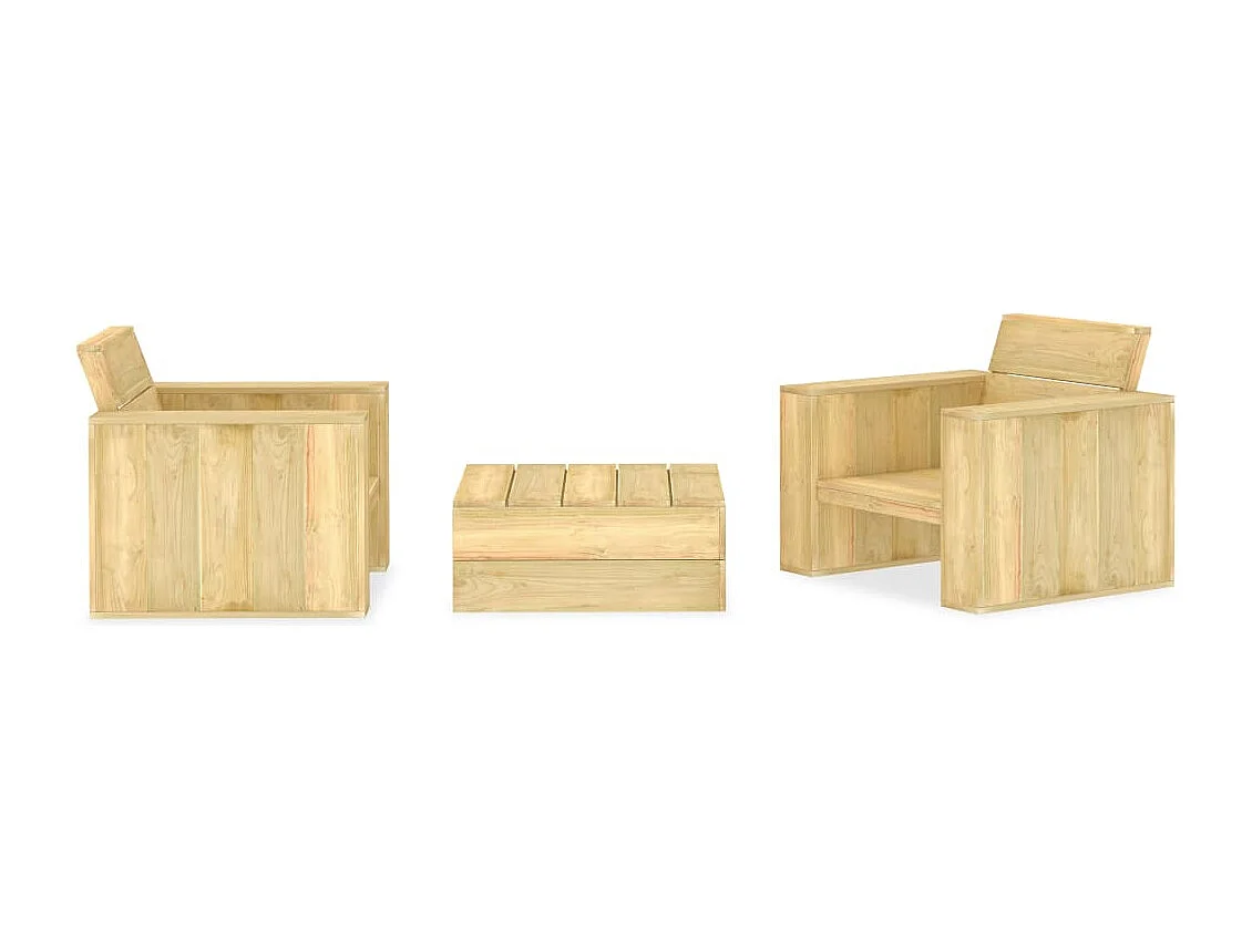 Salon de jardin 3 pcs Bois de pin imprégné