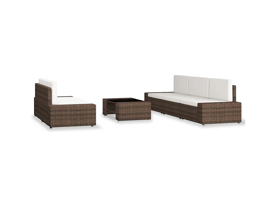 Salon de jardin 6 pcs Résine tressée Marron