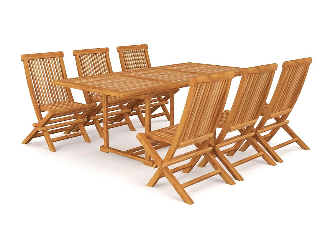 Salon de jardin 7 pcs Bois de teck massif