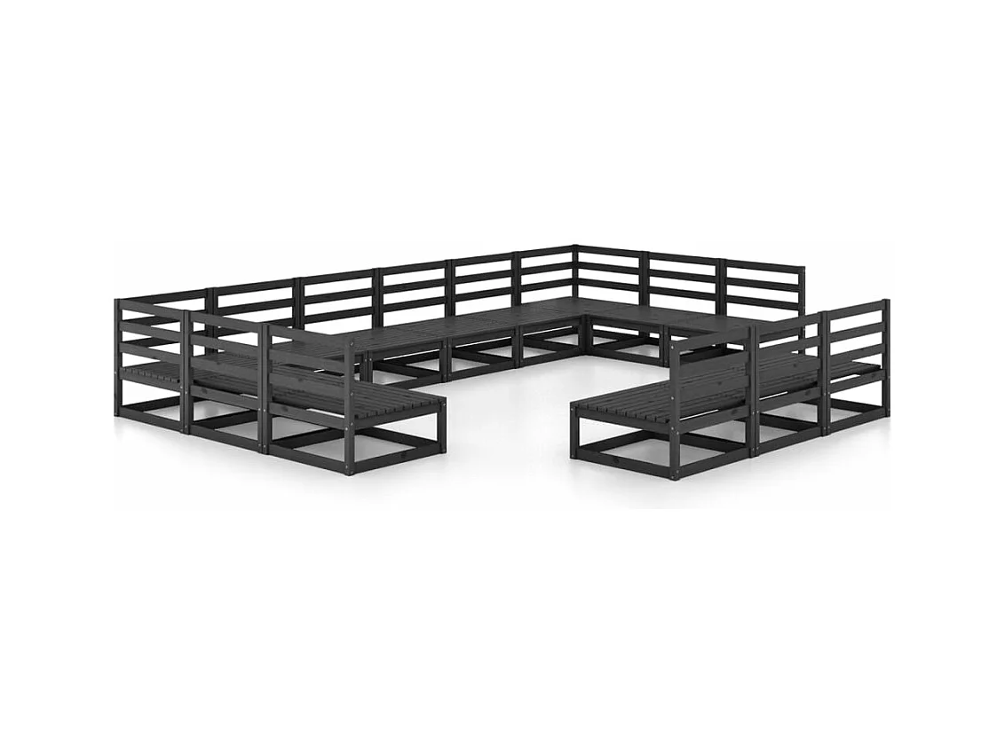 Salon de jardin 13 pcs bois de pin massif