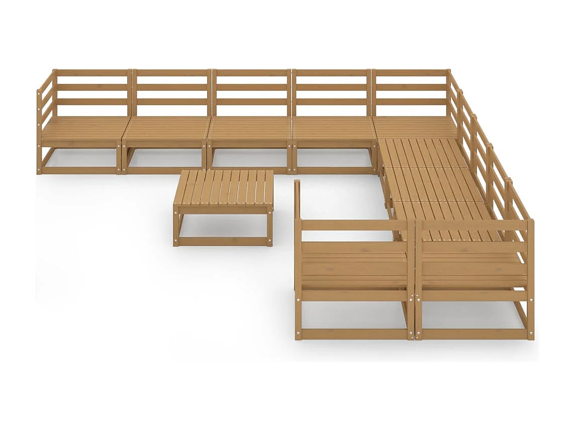Salon de jardin 11 pcs bois de pin massif