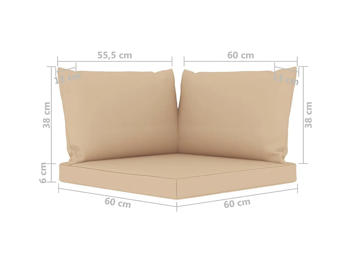 Salon de jardin 6 pcs avec coussins beige