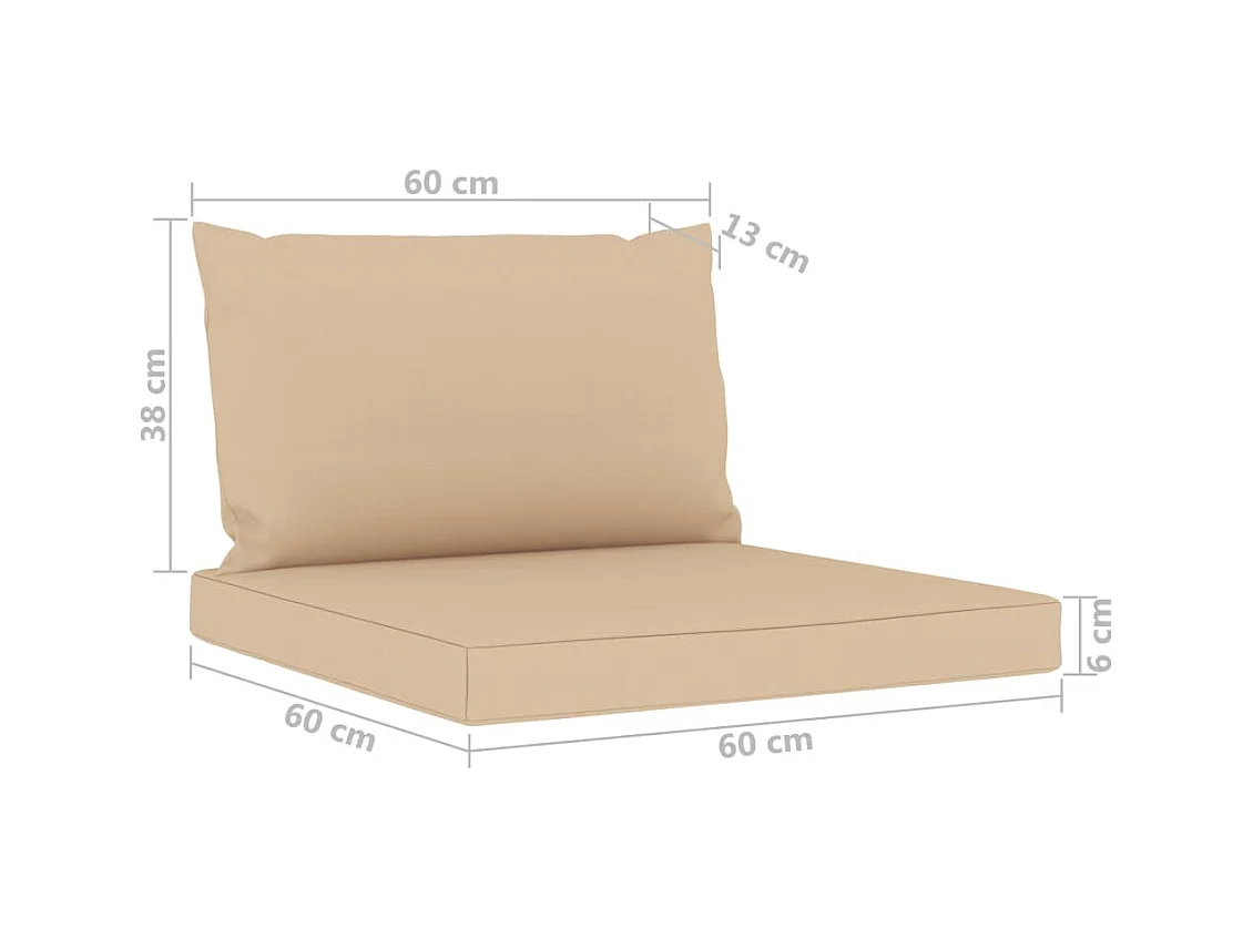 Salon de jardin 6 pcs avec coussins beige
