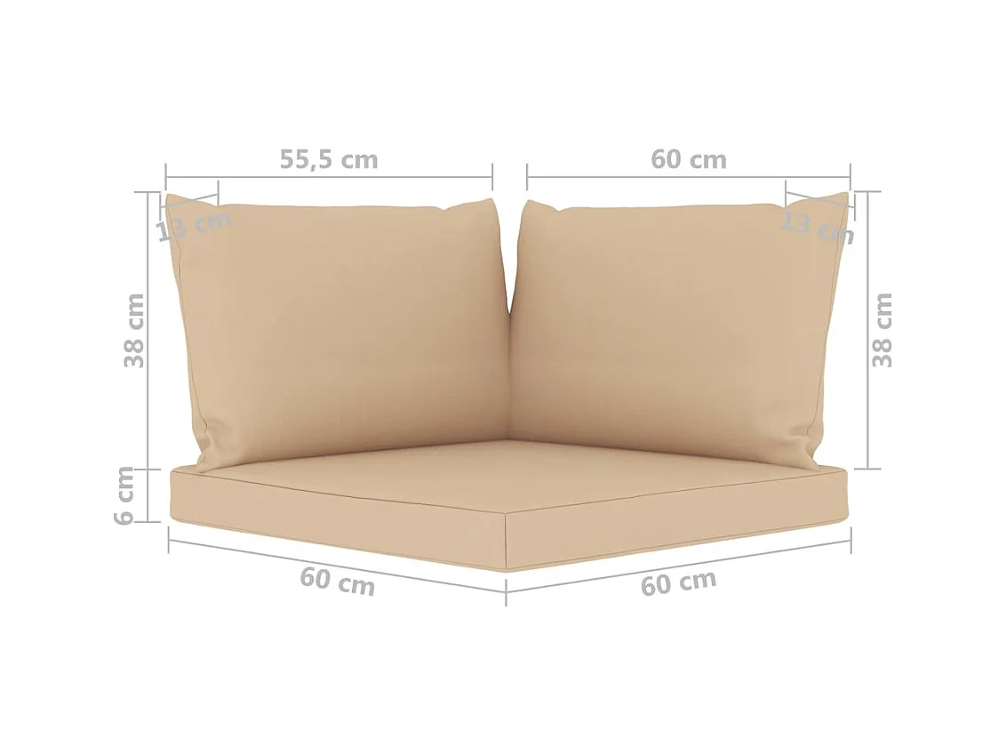 Salon de jardin 6 pcs avec coussins beige