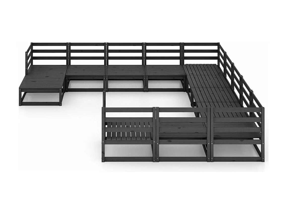 Salon de jardin 12 pcs bois de pin massif