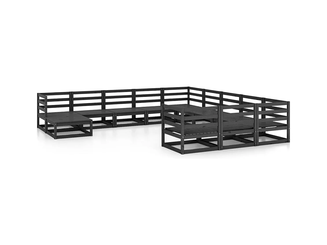 Salon de jardin 12 pcs bois de pin massif